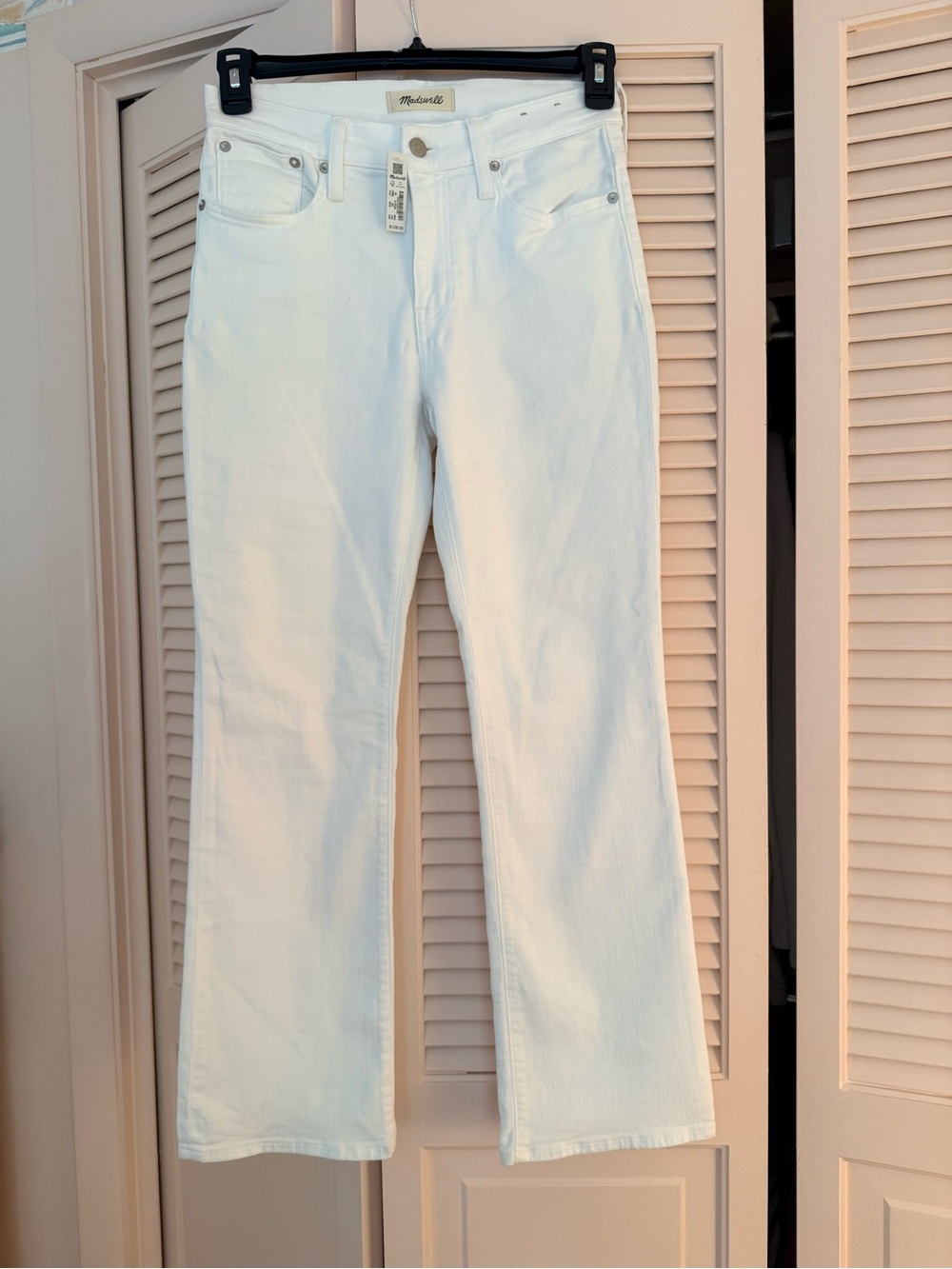 Madewell Women's White Mid-Rise Kick Out Jeans